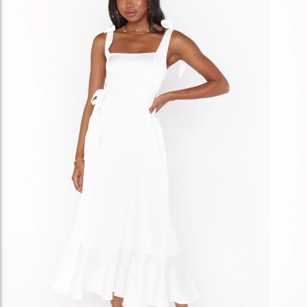 Garden Midi Dress in Ivory Luxe Satin! Brand new!